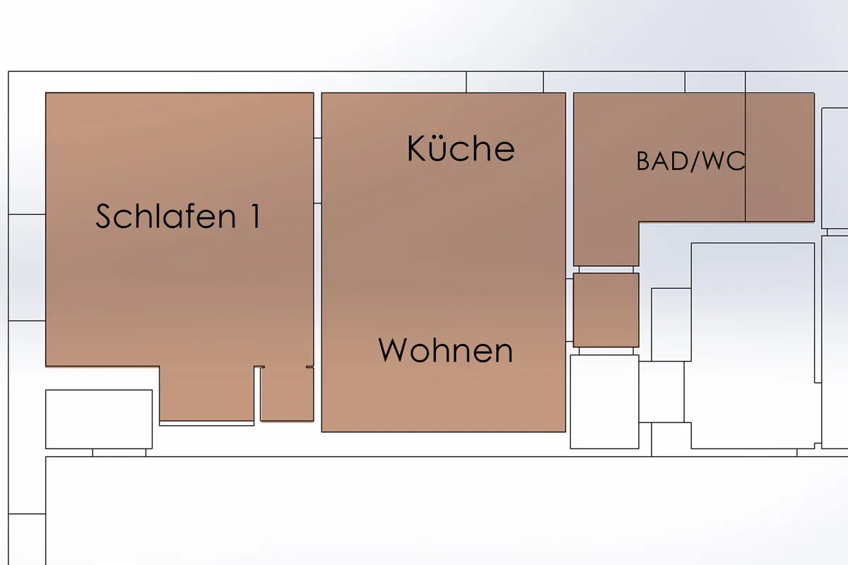 Grundriss L'Heure Bleu, 40 m² in der Maison La Vigneronne, Neffiès